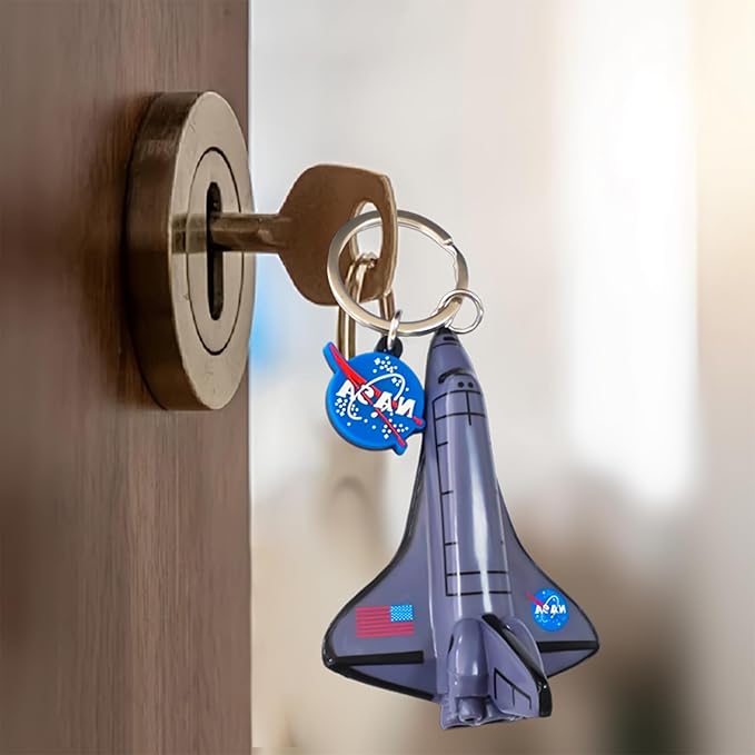 Cute Keychains for Backpacks, NASA Space Shuttle Keychain, Astronaut Airplane Key Chain, Colorful PVC Key Ring