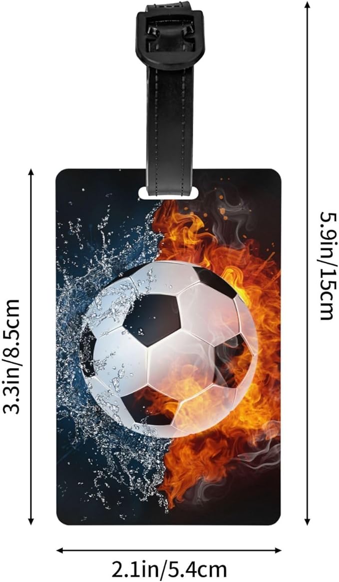 Kids Soccer Backpack Tag for Suitcases Sports Luggage Tags for Boys, Cute Small ID Identifier Labels with Adjustable Strap for Teens Adults Women Men Travel Bag, 1 Pc