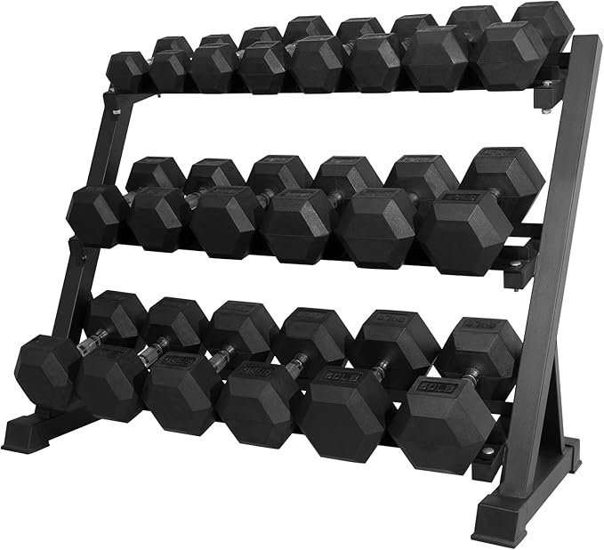 RITFIT 650/550/450/350/300/310/260/210/200/180/150/100 LB Rubber Hex Dumbbells Set with Optional Dumbbell Rack, Multi Weight Set to Choose, Ideal for Home Gym and Fitness
