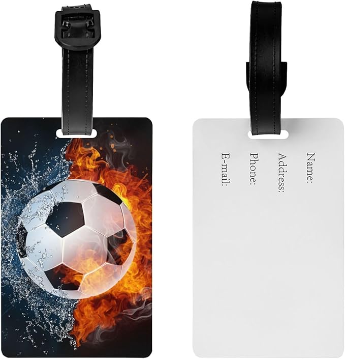 Kids Soccer Backpack Tag for Suitcases Sports Luggage Tags for Boys, Cute Small ID Identifier Labels with Adjustable Strap for Teens Adults Women Men Travel Bag, 1 Pc