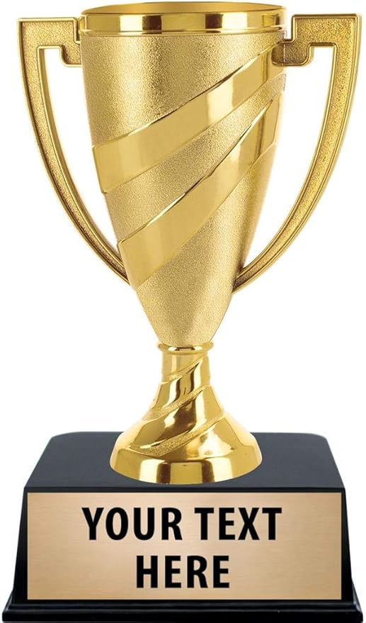Crown Awards Gold Cup Trophies with Custom Engraving, 5.75" Personalized Gold Swirl Cup Achievement Trophy On Black Base Prime