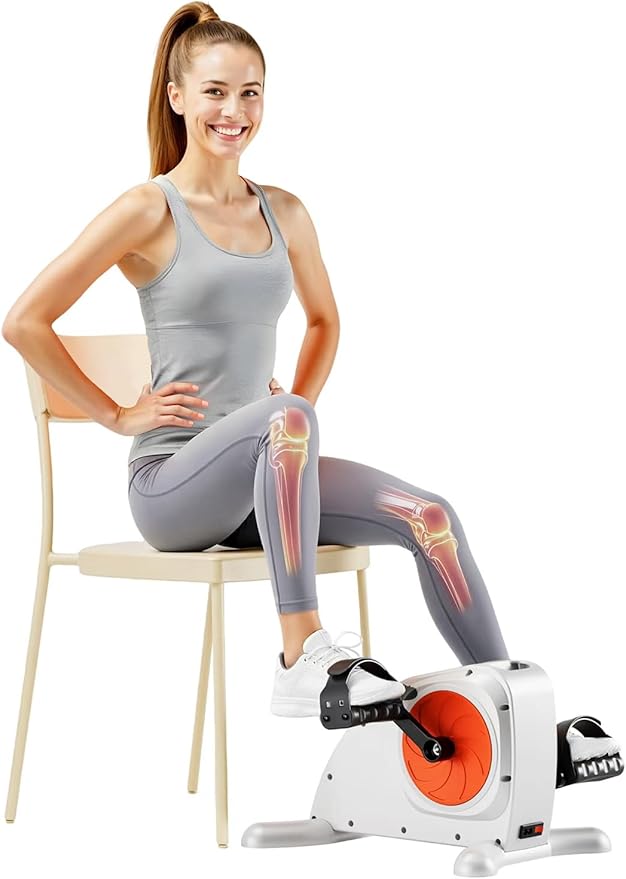 Under Desk Exercise Bike, Mini Exercise Bike Electric Pedal Exerciser for Seniors & Leg/Arm Fitness,12 Adjustable Speeds & LCD Display, Foot Exerciser for Physical Therapy, Exercise Bike for Seniors