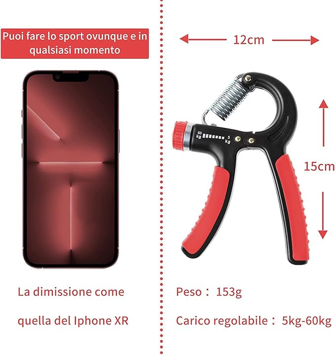 Hand Grip Strengthener 11–132 lbs / 5–60 kg – Adjustable Grip Trainer & Forearm Exerciser with Heavy-Duty Steel Spring, Non-Slip Handles for Hand, Wrist & Finger Workout, Ideal for Strength Training & Rehabilitation