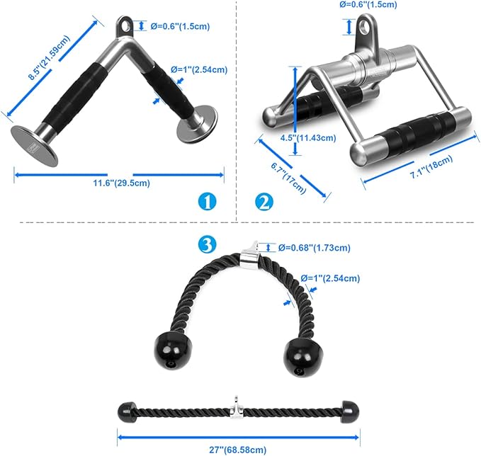 POWER GUIDANCE Cable Machine Attachment, LAT Pulldown Attachments, Cable Attachments for Gym, Home Gym Accessories