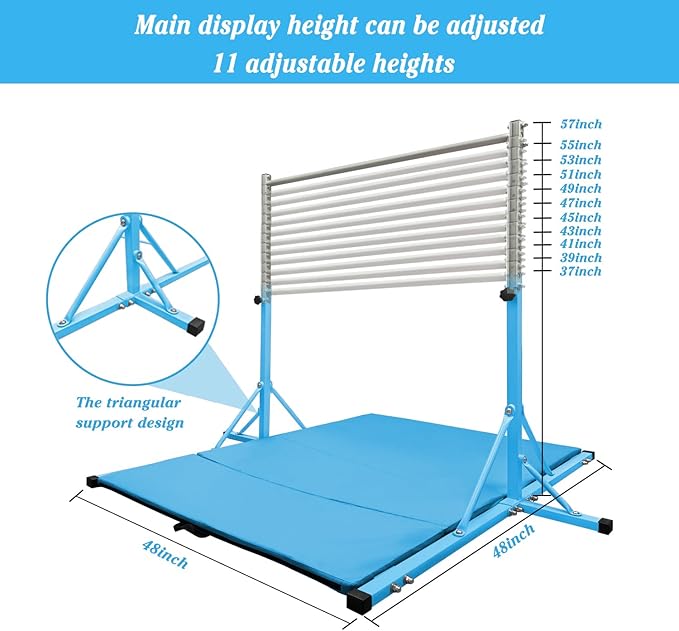 Gymnastics Kip Bar for Home Indoor Training,Horizontal Bar for Kids Girls Junior,Adjustable Arms from 3' - 5' Gym Equipment,1-4 Levels,300lbs Weight Capacity