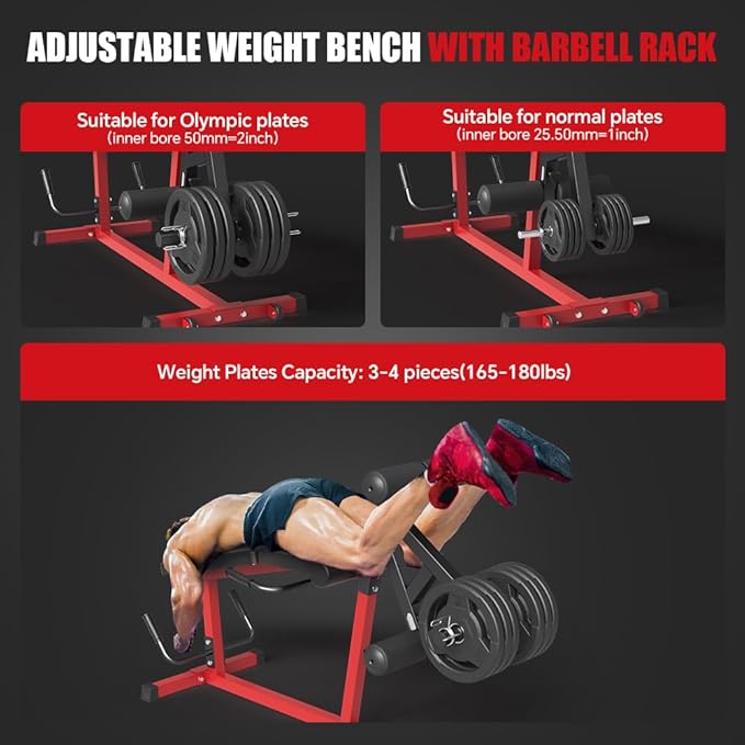 Leg Extension and Leg Curl Machine,Seated Leg Extension and Lying Curl Machine for Home Gym,Leg Press Bench Fit for Both 1'' and 2'' Weight Plates
