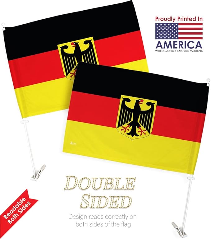 World Cup 2022 German Car Flag Bandera Para Carros De Germany Auto Decorations Small Banner For Window Clip Pole Accessories FIFA Sport Fans Outdoor Flags Trophy Game Football Soccer Gifts Made In USA
