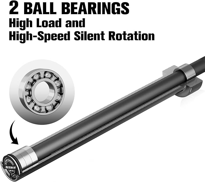 RITFIT 7FT Olympic Barbell for Strength and Weightlifting Training - 2 Inch Olympic Bar for Squat, Deadlift, Bench Press, Curl, Overhead Press - 600lbs/1000lbs/1200lbs Capacity