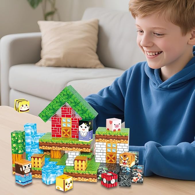 150Pcs Magnetic Blocks Forest Animal Set, Magnetic Toys Games for Kids Ages, STEM Toys for Kids Ages 4-8