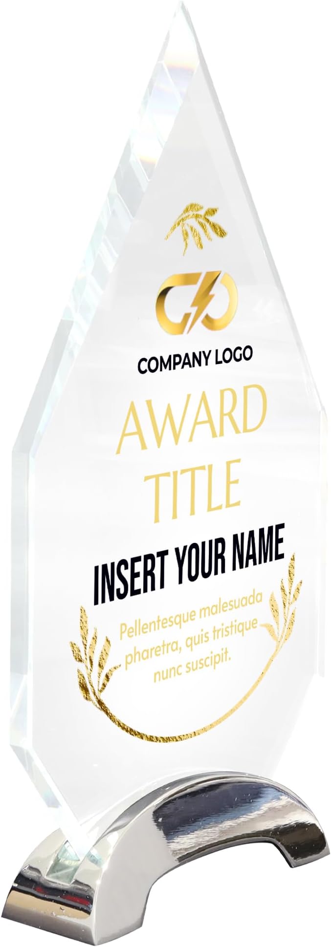 9 1/4" Personalized Glass Plaque for Awards and Trophies, Custom Award for Employee of the Month, Retirement, Leadership and Appreciation Gift P (Design 4)