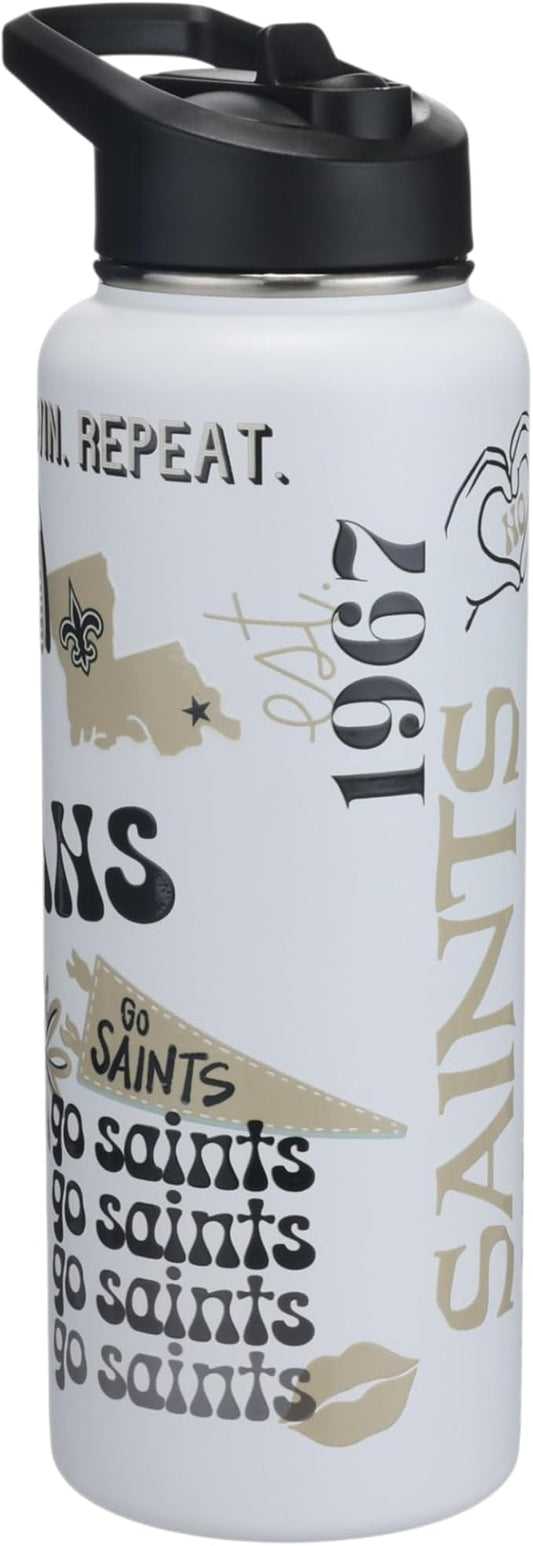 The Memory Company Officially Licensed NFL 34oz Water Bottle - Premium Stainless Steel Double-Wall Insulated, Leakproof Design
