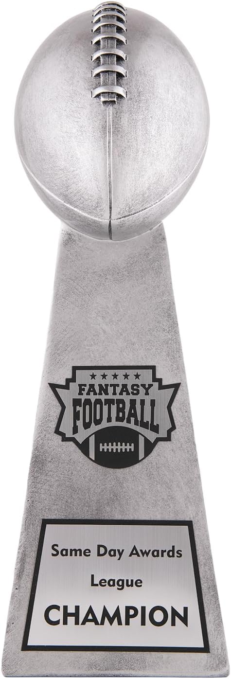 Lil' Vince Silver Fantasy Football Trophy - Custom Engraved Replica Tower Award for Fantasy Football League Champion Draft Parties End of Season Trophy