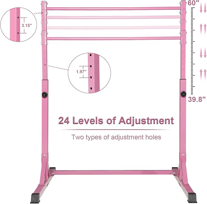 Bongkim Gymnastics Bar for Kids,Adjustable Height Gymnastic Horizontal Bars,Folding Gymnastics Equipment Junior Training Bar for Home Using,Stable Kids Training bar for Children