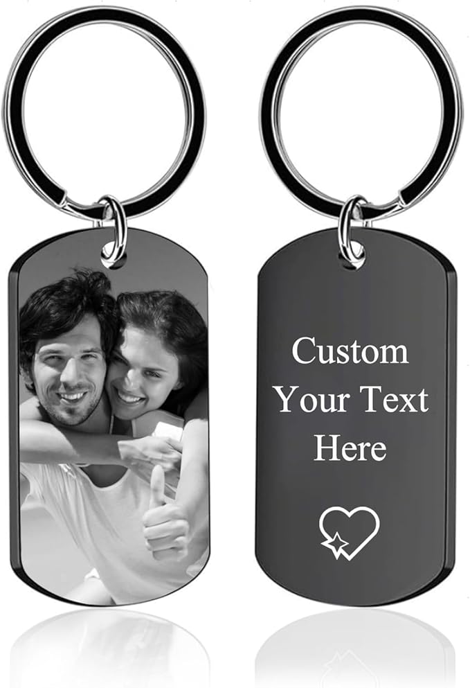 Customized Double Sided Keychain - Personalized Engraved Text/Number/Name Keychain, Custom Key chain Gift for Boyfriend