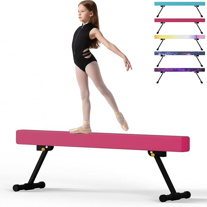 EL&IT·Wings 6FT/8FT Gymnastic Balance Beam for Kids, Adjustable Balance Beam with Leg, High and Low Level Floor Beam, Gymnastics Equipment for Home and Gym Center