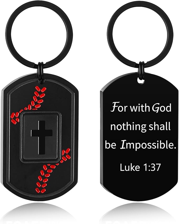 Stocking Stuffers- Football/Baseball/Soccer/Basketball Keychain for Men Baptism Confirmation Mens Gifts