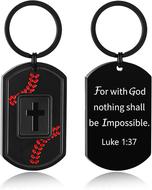 Stocking Stuffers- Football/Baseball/Soccer/Basketball Keychain for Men Baptism Confirmation Mens Gifts