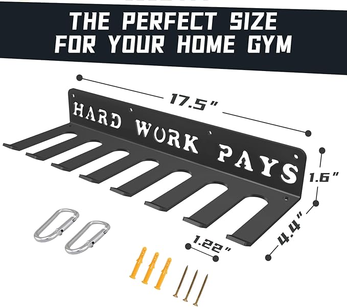 Multi-Purpose Workout Gear Wall Hanger Storage for Resistance Bands, Jump Ropes, Lifting Belt, Fitness Bands, Barbells