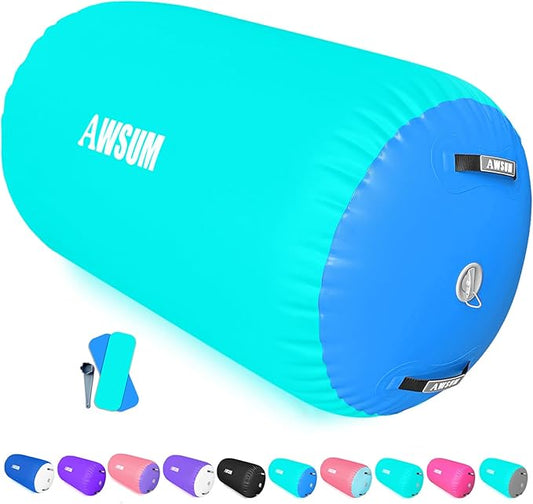AWSUM Air Roller Gymnastics Barrel Inflatable Tumbling Mat Back Handspring Trainer for Octagon Mat Gym Home Gymnastics Equipment 1PCS，No Electric Pump