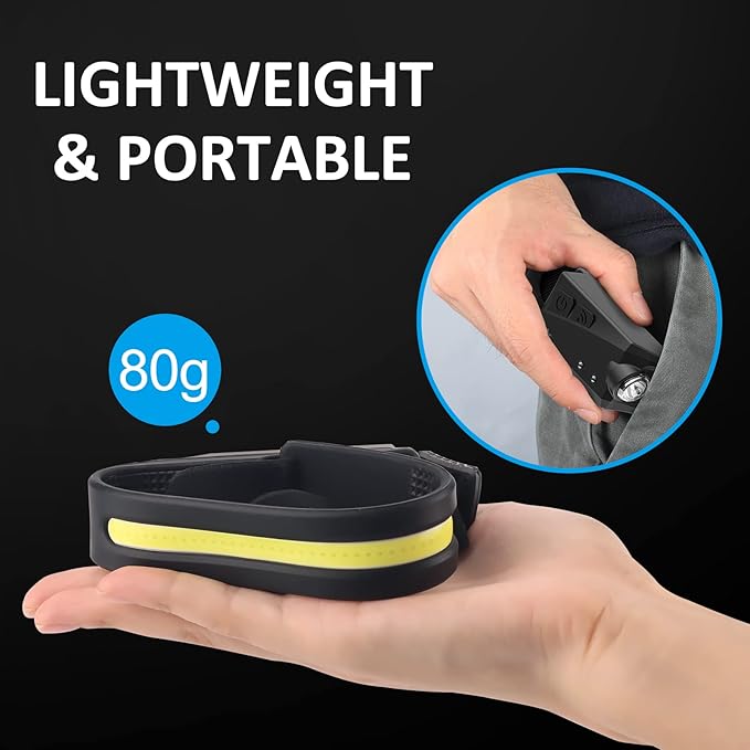 LED Headlamp Rechargeable with Motion Sensor USB Head Lamp with 230°Beam 5 Modes 350 Lumen Ultra Bright Head light Lightweight Bright Waterproof Flashlight for Outdoor Camping Hiking Running 2 Pack
