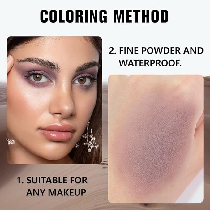 evpct Mauve Taupe Matte Single Eye Shadow Palette Makeup for Older Women, Plum Lavender Purple Natural Cream Eyeshadow Palette for Green Eyes, High Pigment Mini Monochrome Eyeshadow Sombra Para Ojos