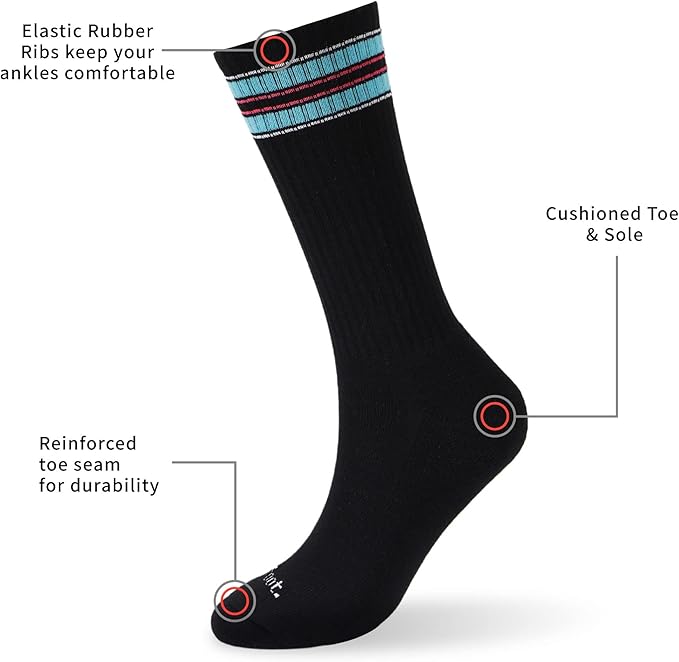MONFOOT Women's and Men's 3-8 Pairs Athletic Cushion Crew Socks Multi