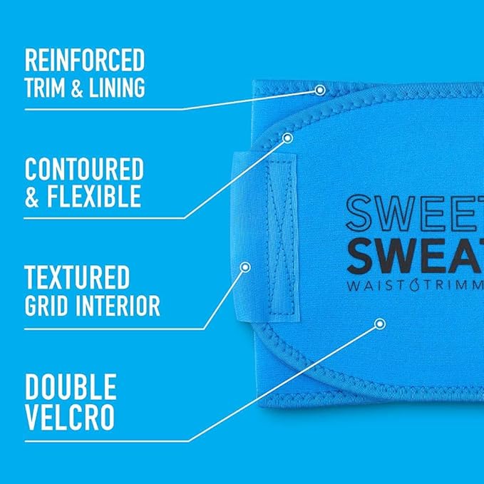 Sports Research Sweet Sweat Waist Trimmer (Core Series) - Premium Sweat Enhancing Fitness Band for Women & Men