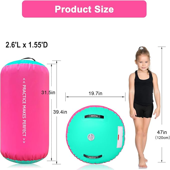 VOFiTNY Gymnastics Tumbling Equipment Air Barrel Inflatable Octagon Tumbler Roller Back-bend Trainer Cheerleading Without Pump
