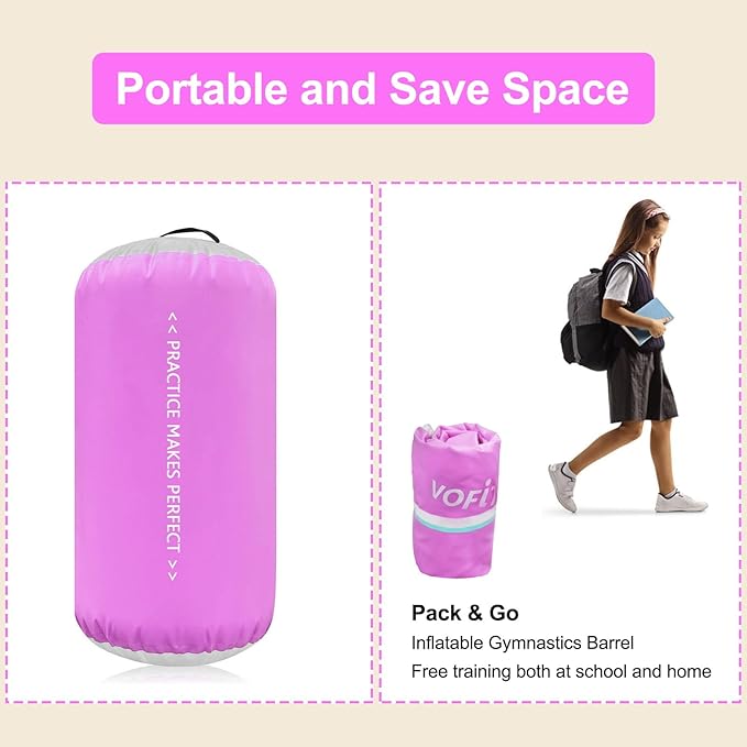 VOFiTNY Gymnastics Tumbling Equipment Air Barrel Inflatable Octagon Tumbler Roller Back-bend Trainer Cheerleading Without Pump