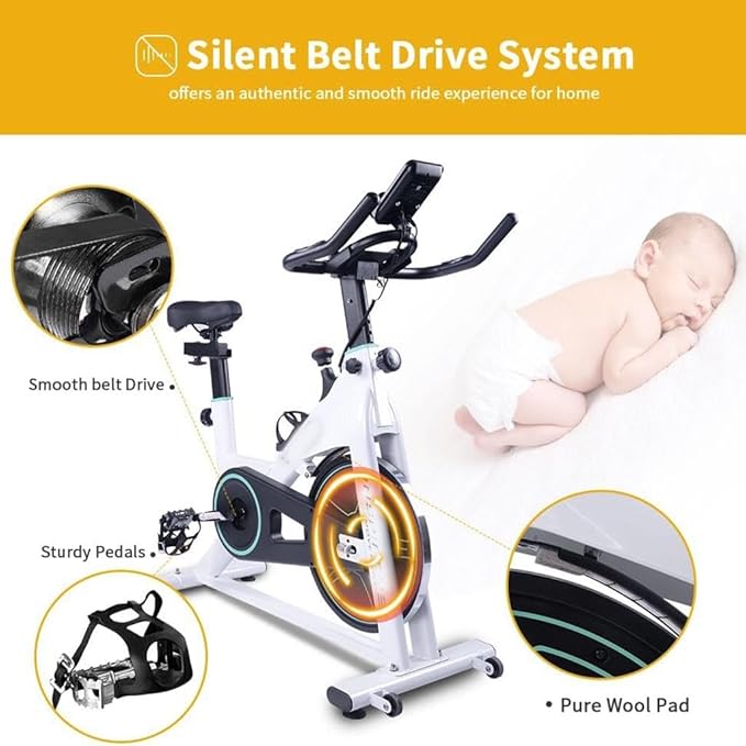 Indoor Exercise Bike,Stationary Bikes for Home Spin Indoor Exercise Bike with LCD Monitor and Comfortable Seat Cushion for Home Gym Cardio Fitness Training