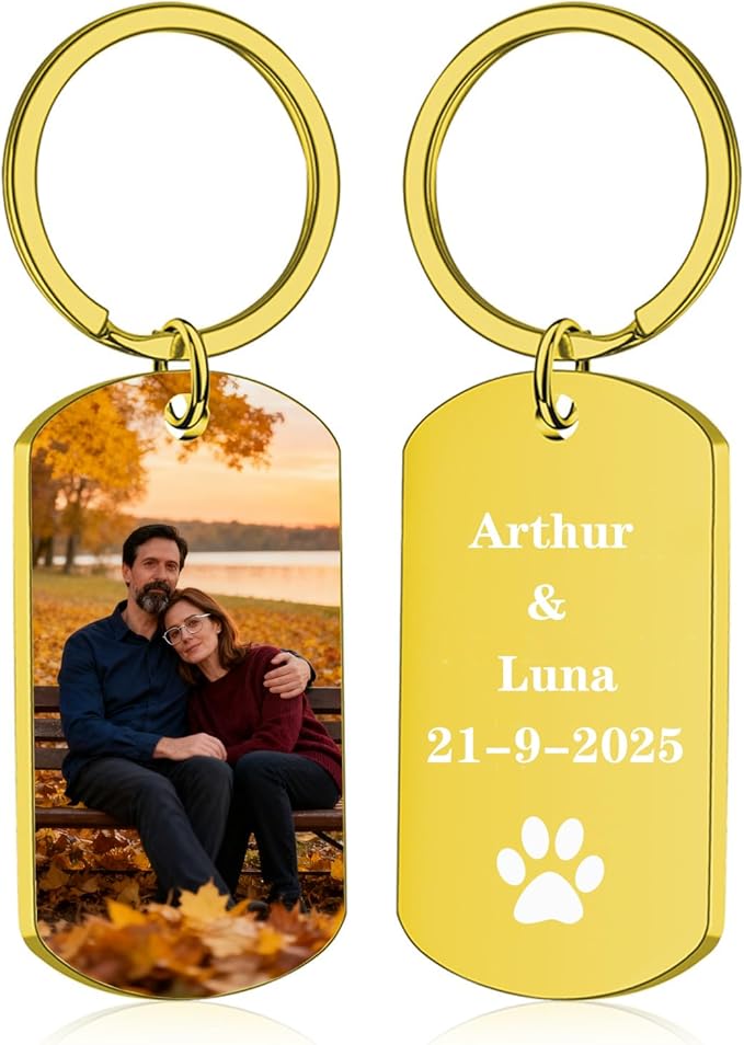 Hiyong Personalized Keychain Custom Photo Keyring Customized Gifts for Men Custom Keychain with Your Photo Logo or Text