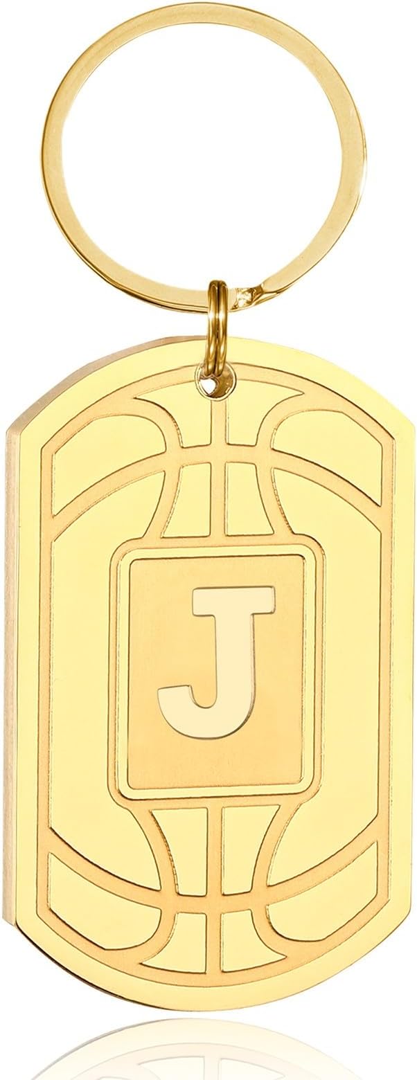 Stocking Stuffers Christmas Gift- Initial Keychain Gifts for Men,Mens Gifts Basketball Keychains for Men Dad
