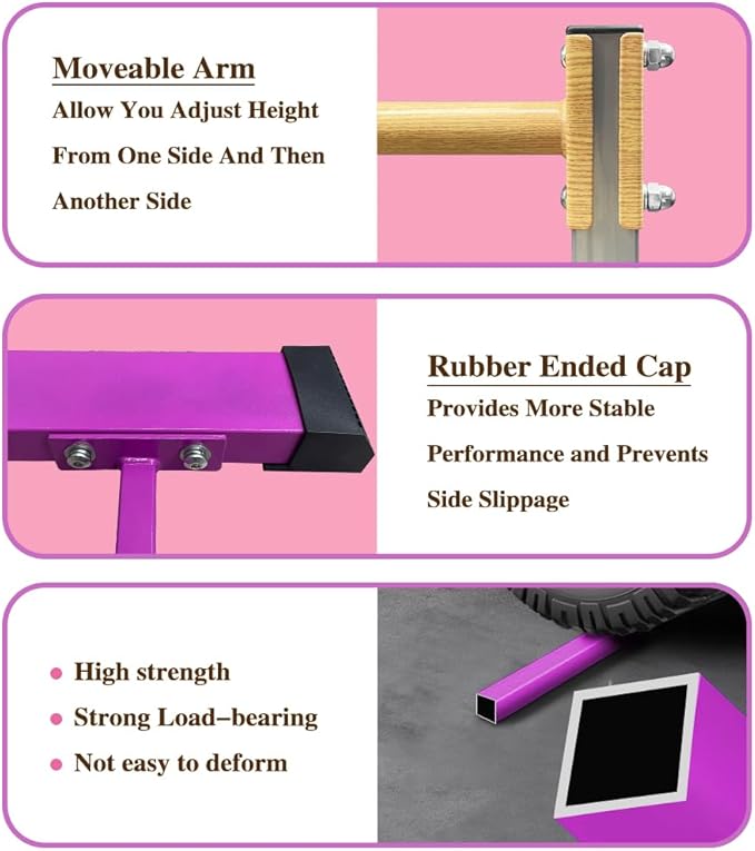 GLANT Gymnastic Kip Bar,Horizontal Bar for Kids Girls Junior,3' to 5' Adjustable Height,Home Gym Equipment,Ideal for Indoor and Home Training,1-4 Levels,300lbs Weight Capacity