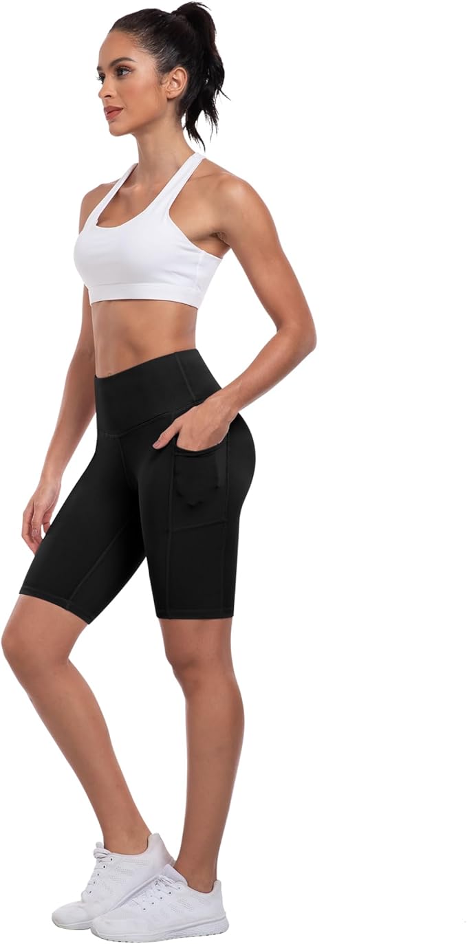 ATHVOTAR Biker Shorts Women with Pockets - 3"/5"/8" High Waisted Workout Spandex Tummy Control Gym Running Yoga Shorts