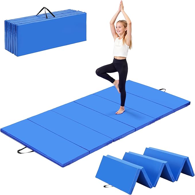 Outdoor Basic 6'x3'x2" Gymnastics Tumbling Mats Folding Panel Thick Gym Exercise Mat for Home