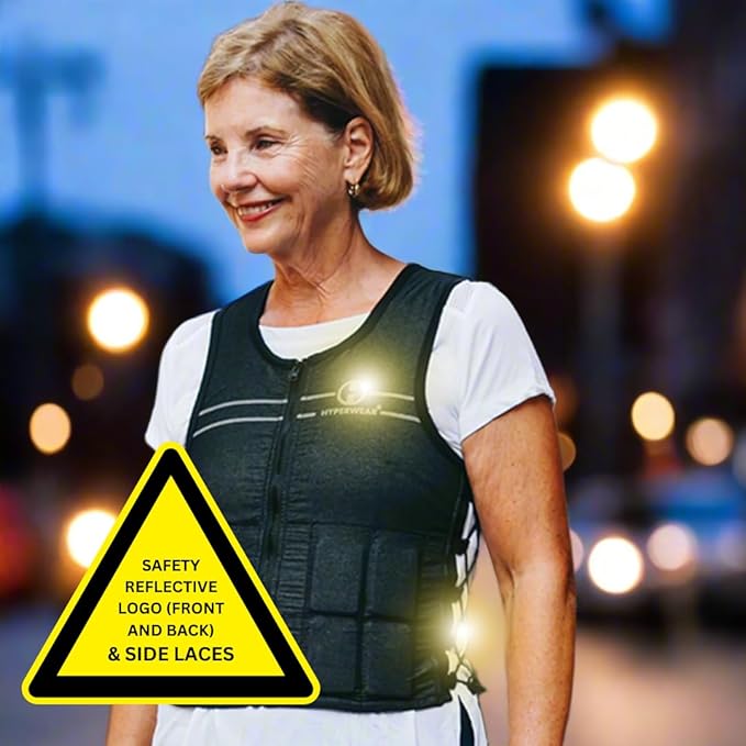 Hyperwear Hyper Vest FIT – Women’s Weighted Vest for Walking, Bone-Health Exercise, Osteoporosis & Osteopenia Workouts – Comfortable, Breathable, Machine-Washable – 5 lb or 10 lb – Carbon Black / Glacier Blue / Crimson Red