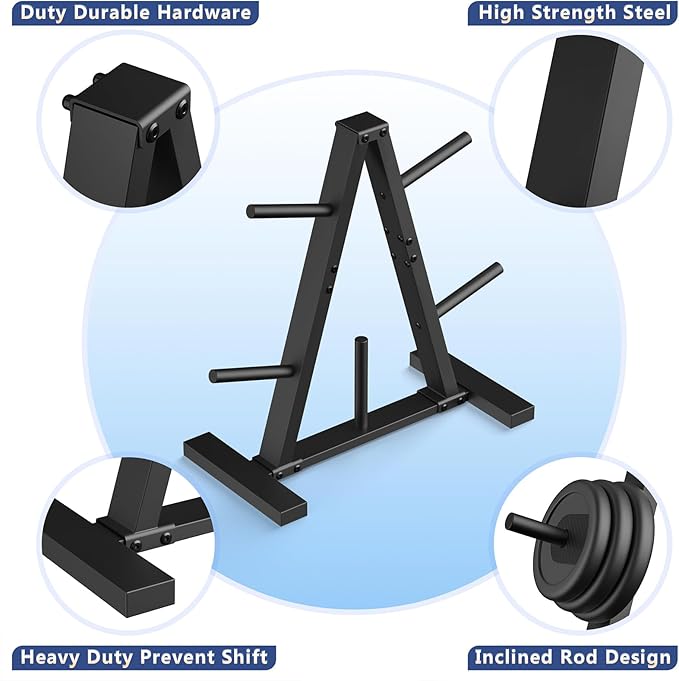 Weight Plate Rack, Weight Tree, Weight Plate Holder, 1-Inch Home Gym Storage Stand, Holds 300 lbs