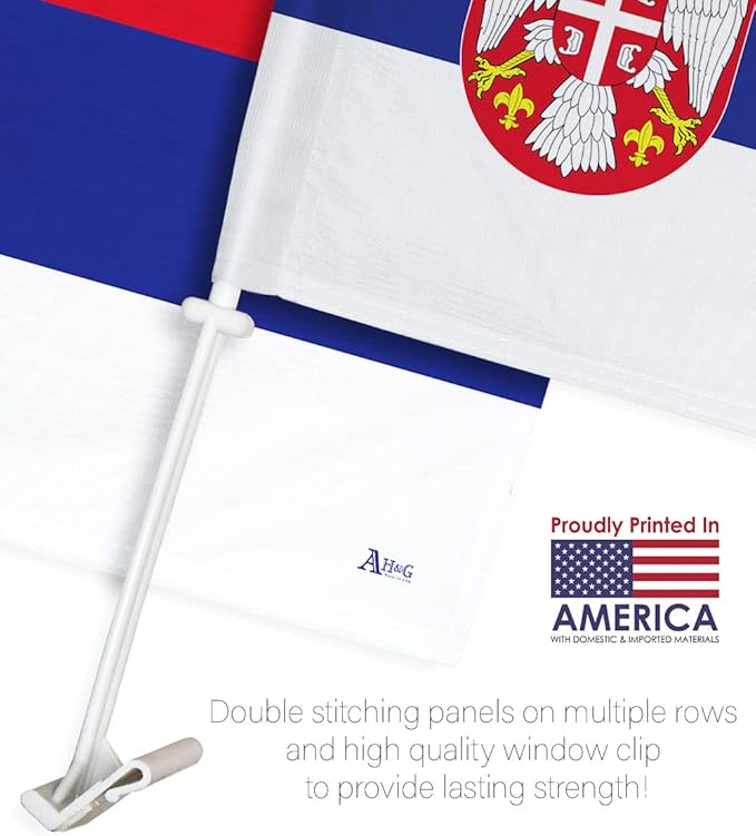 World Cup 2022 Serbian Car Flag Bandera Para Carros De Serbia Auto Decorations Small Banner For Window Clip Pole Accessories FIFA Sport Fans Outdoor Flags Trophy Game Football Soccer Gifts Made In USA