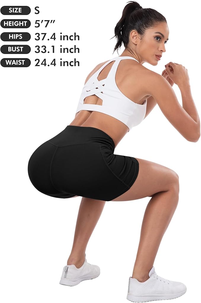 ATHVOTAR Biker Shorts Women with Pockets - 3"/5"/8" High Waisted Workout Spandex Tummy Control Gym Running Yoga Shorts