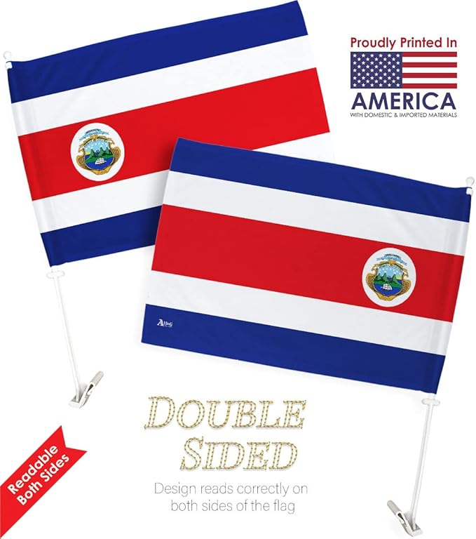World Cup 2022 Costa Rican Car Flag Bandera Para Carros De Costa Rica Auto Decorations Small Banner For Window Clip Pole Accessories FIFA Sports Fans Outdoor Flags Trophy Game Soccer Gifts Made In USA