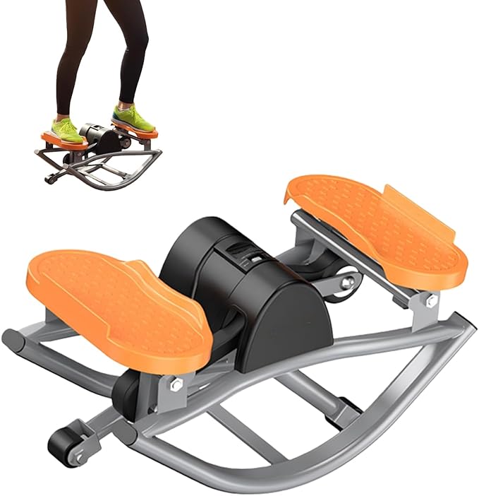 Rock Stepper Side to Side, 49x27x23cm Portable Stepper Machine with A Pull Cord, Compact Steppers for Exercise at Home, The Rock Steppers with Shock-Absorbing Pads, Silent, High Carbon Steel
