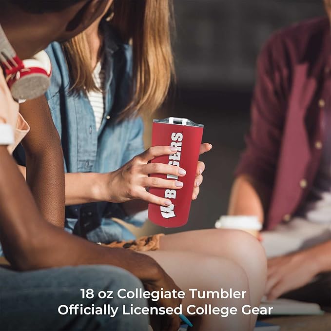 Campus Colors NCAA Stainless Steel Tumbler perfect for Gameday - 18 oz - Double Walled - Keeps Drinks Perfectly Insulated (Wisconsin Badgers - Red)