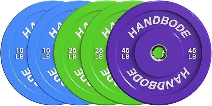 2-Inch Weight Plates High Bounce, Olympic Bumper Plate Set 45/100/160/190/260/300lb, Colored Weight Plates Set for Home Gym, Barbell Weights Rubber Strength Training Plate for Weight Lifting