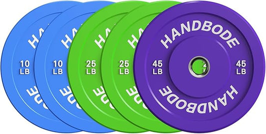 2-Inch Weight Plates High Bounce, Olympic Bumper Plate Set 45/100/160/190/260/300lb, Colored Weight Plates Set for Home Gym, Barbell Weights Rubber Strength Training Plate for Weight Lifting