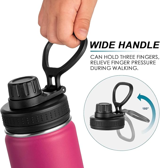 Koodee Small 12 oz Stainless Steel Vacuum Insulated Wide Mouth Water Flask with Leakproof Spout Lid, Reusable BPA Free Bottle (Rose Red)