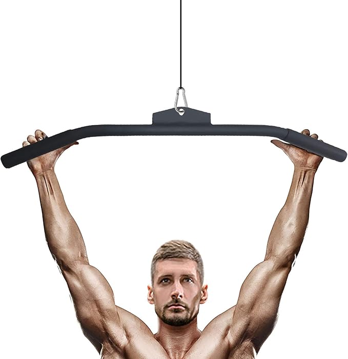 Cable Machine Lat Pulldown Attachments - 29/39/48 Inch Wide Grip Bar with Non-slip Handle for Home Gym Tricep Training