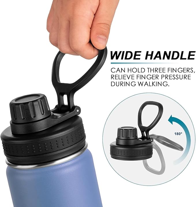 koodee Insulated Water Bottle-18 oz Stainless Steel Double Wall Vacuum Wide Mouth Sport Water Bottle with Leakproof Spout Lid (Royal Blue)