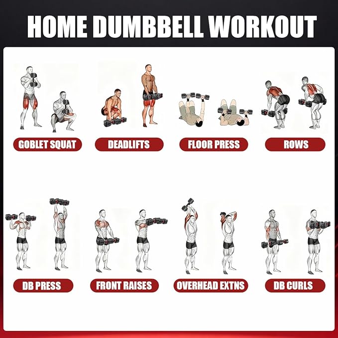 VEICK 25 lbs Adjustable Dumbbell with Anti-Slip Turning Handle, Fast Adjust Weight for Men Women, Exercise Equipment with Tray for Home Gym Full Body Workout Fitness