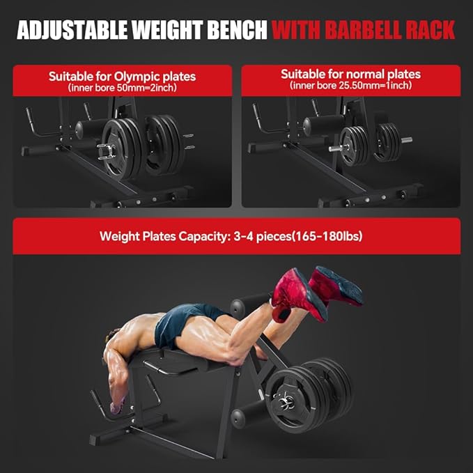 Leg Extension and Leg Curl Machine,Seated Leg Extension and Lying Curl Machine for Home Gym,Leg Press Bench Fit for Both 1'' and 2'' Weight Plates