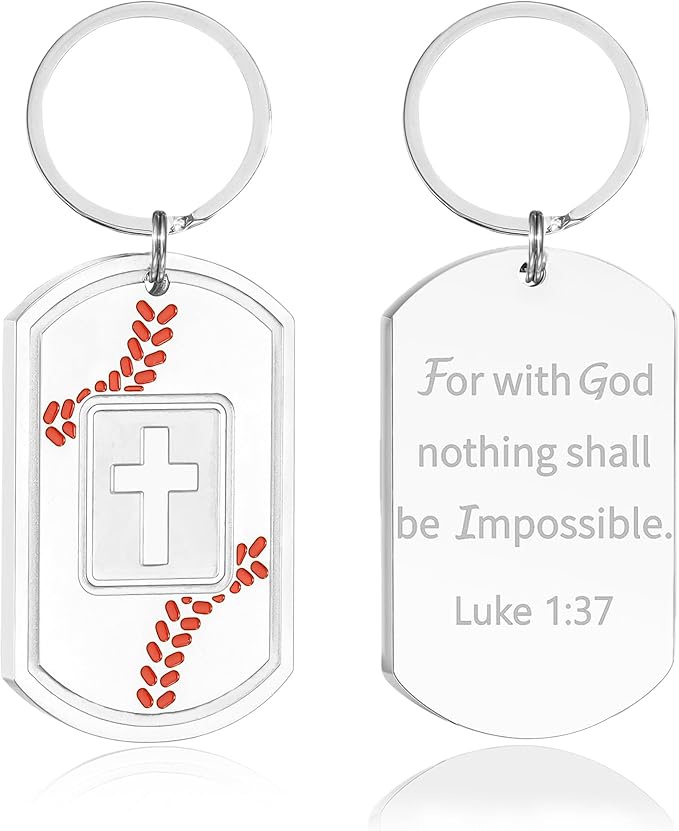 Stocking Stuffers- Football/Baseball/Soccer/Basketball Keychain for Men Baptism Confirmation Mens Gifts